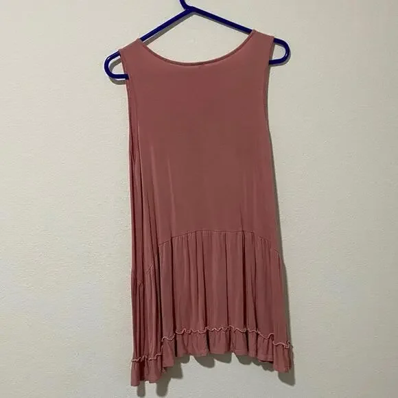 Sleeveless Ruffled Pink Tank Top Tunic Small - Picture 3 of 5